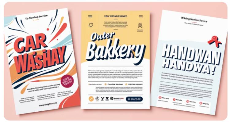 Image representing the 3 colorful flyers.
