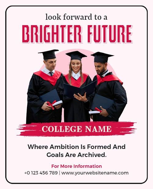 Contact Information College Flyer Featuring Key Details for Admissions and Inquiries