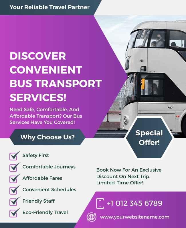 Convenient Bus Transport Services Flyer Template