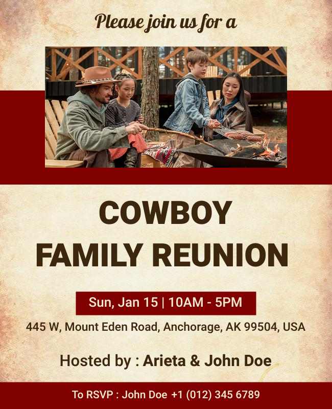 Vintage-inspired family reunion flyer with retro design, featuring classic fonts and nostalgic elements