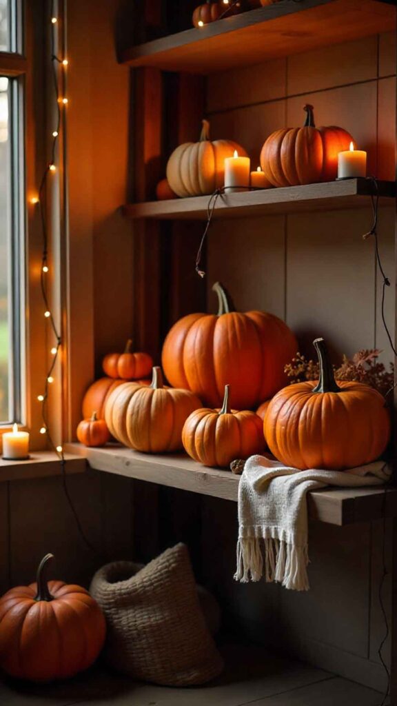 Cozy Indoor Pumpkin Decor Background