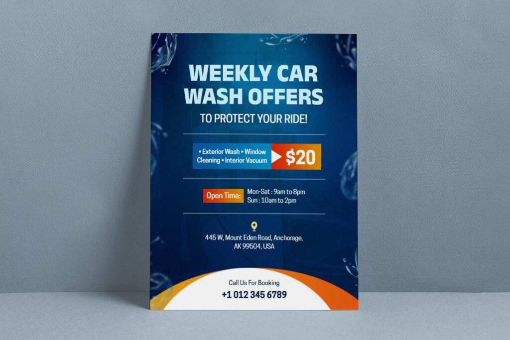 Weekly Car Wash Service Promotion Flyer Template