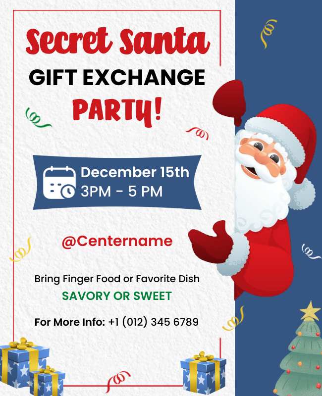 secret santa gift exchange flyer