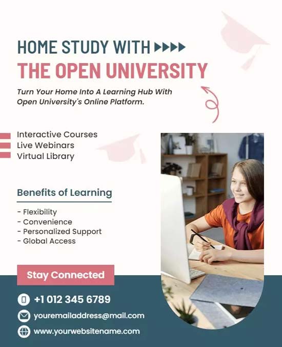 Creative University Home Study Program Flyer with Modern Design