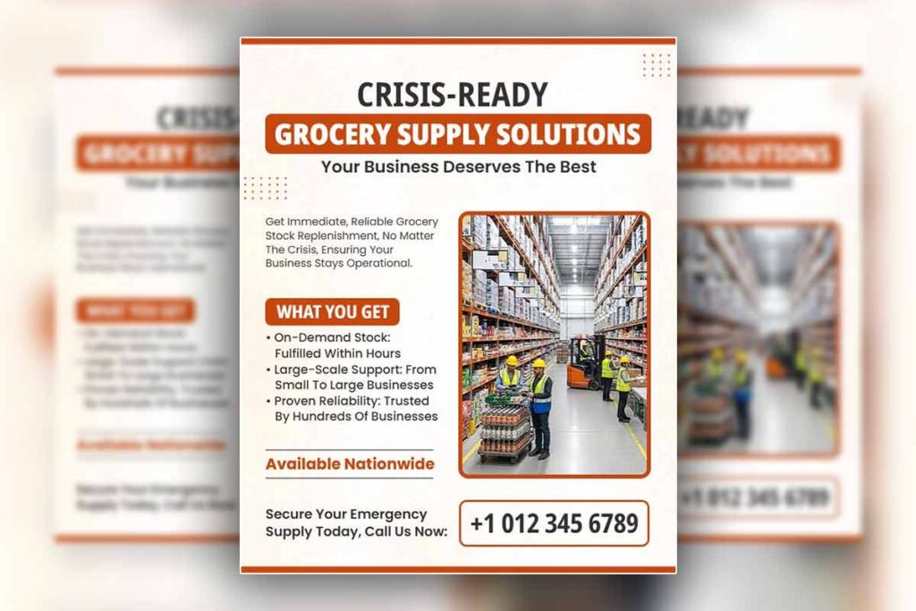 Crisis-Ready Grocery Supply Solutions Flyer Template