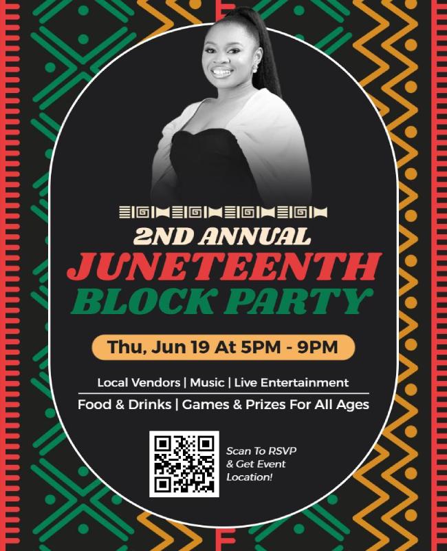 Cultural Juneteenth Community Block Party Celebration Flyer Template