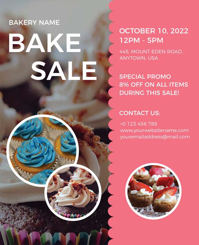 Cupcake Bake Sale Event Flyer Template