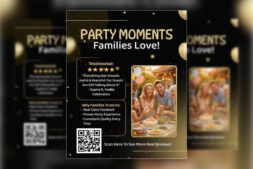 Customer Testimonial Celebration Party Flyer Template