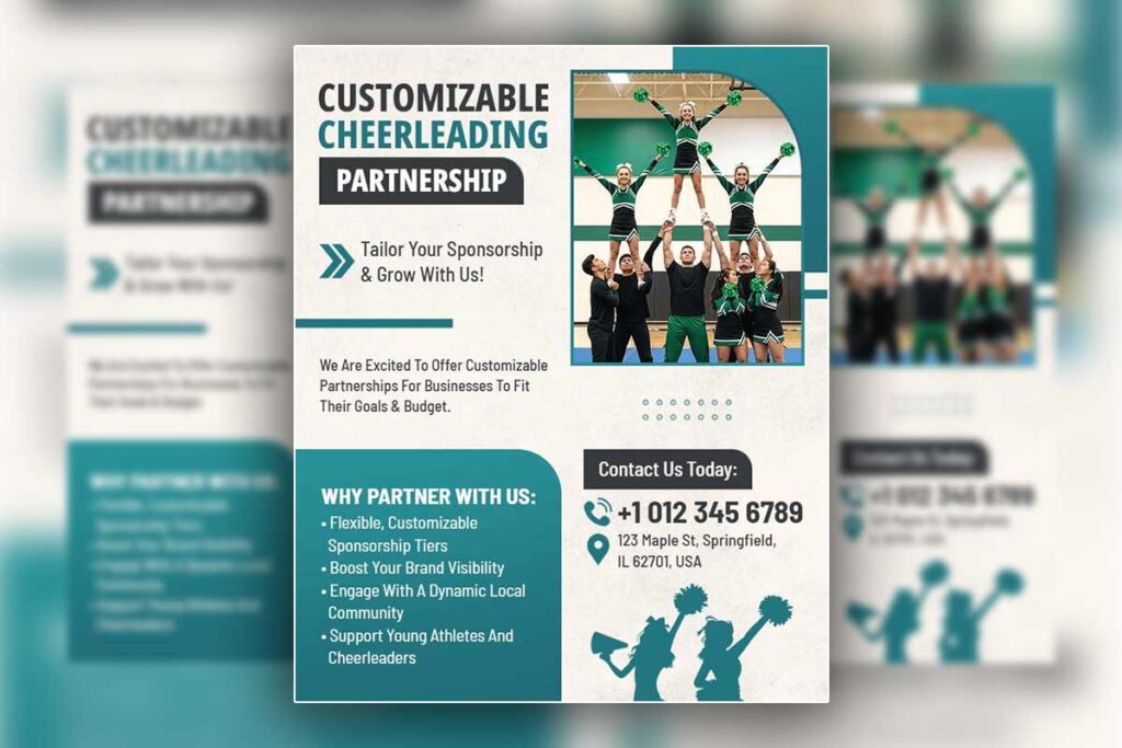 Customizable Cheerleading Partnership Sponsorship Flyer Template