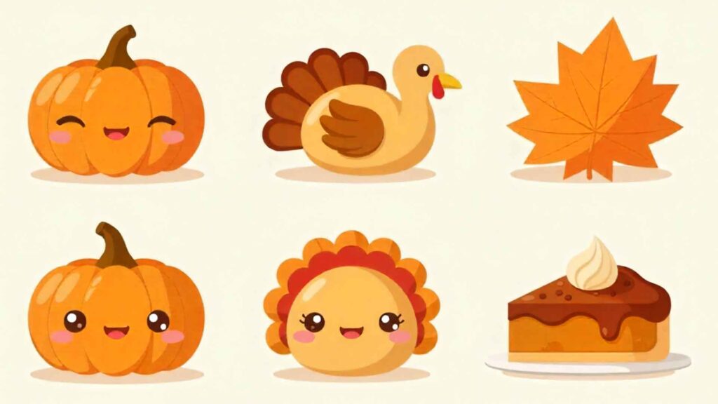 Cute Cartoon Thanksgiving Icons
