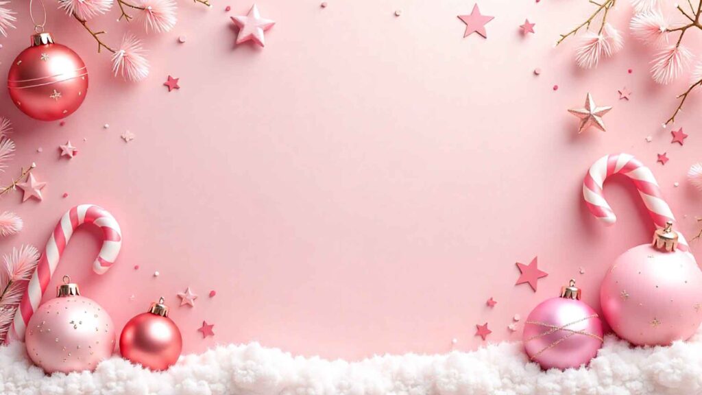 Cute Pastel Pink Christmas Scene Wallpaper