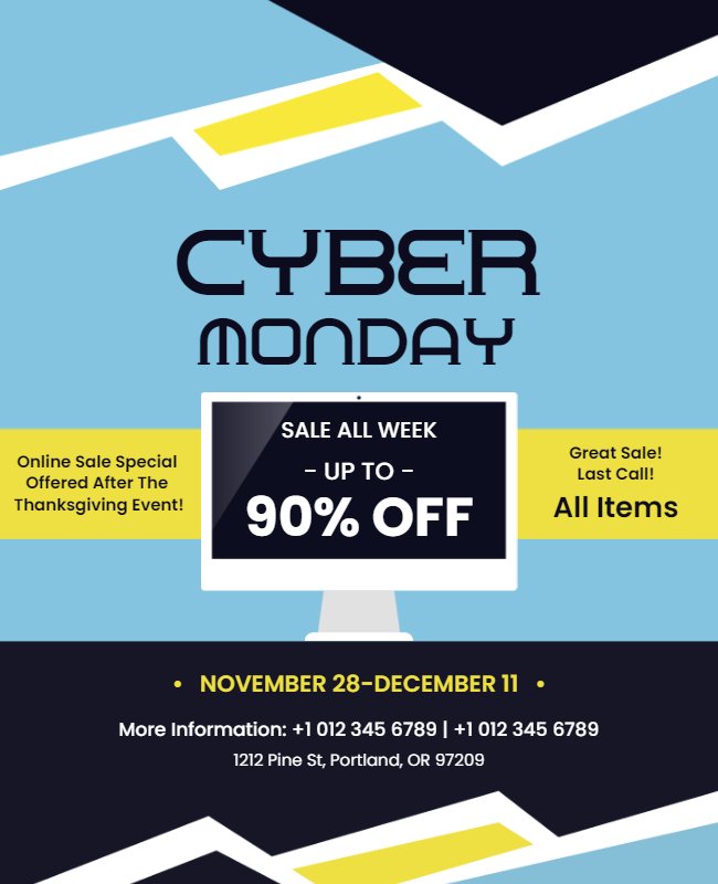 Special Headphones Offered Yellow Background Cyber Monday Flyer