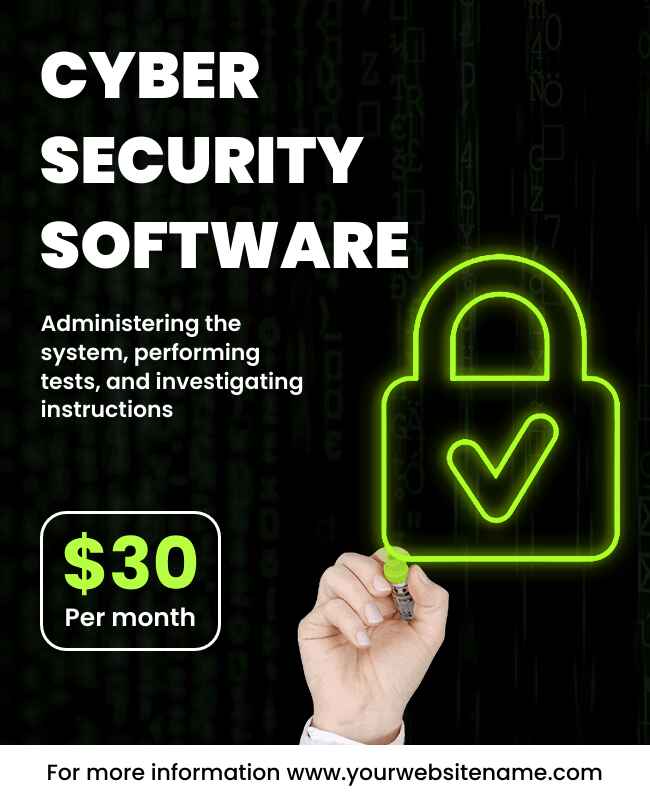 Black Background Cyber Security Software Flyer Template