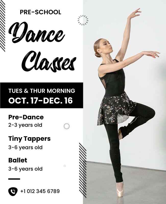 Dance class flyer with dynamic and elegant visuals.