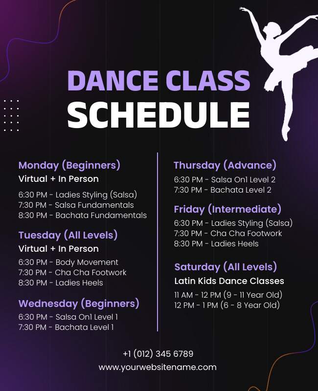 Dance Class Schedule Flyer Template