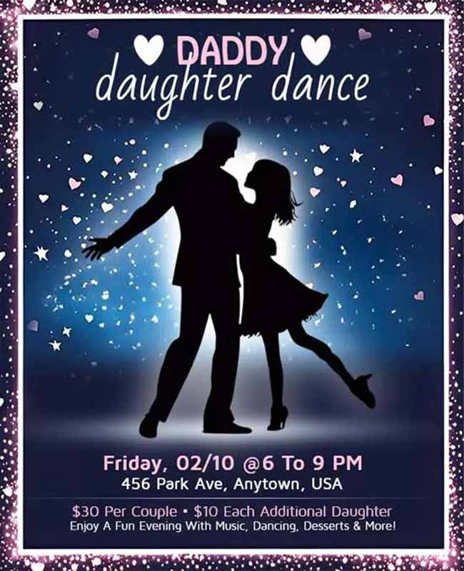 Elegant Daddy-Daughter Dance Event Invitation Flyer with Festive Design