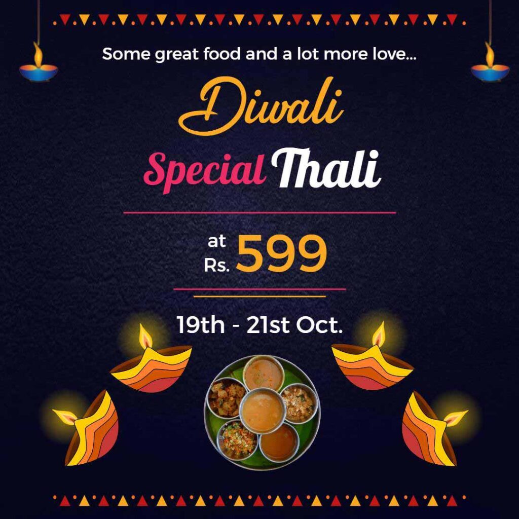 Dark Decorative Diwali Special Thali Offer Instagram Post Template