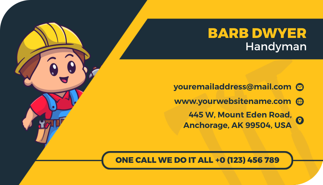 Dark Gray Handyman Business Card Back
