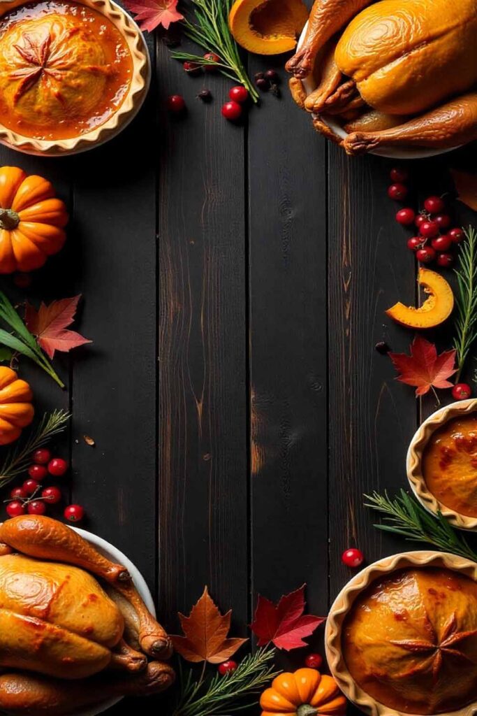 Dark Moody Thanksgiving Food Frame Instagram Story Image