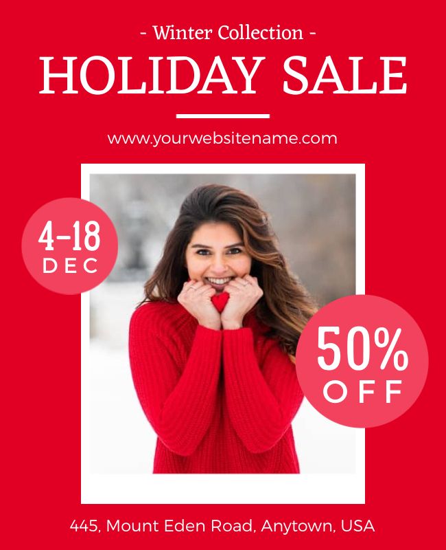 Seasonal sales flyer featuring bold text, vibrant colors, and promotional offers to attract leads.