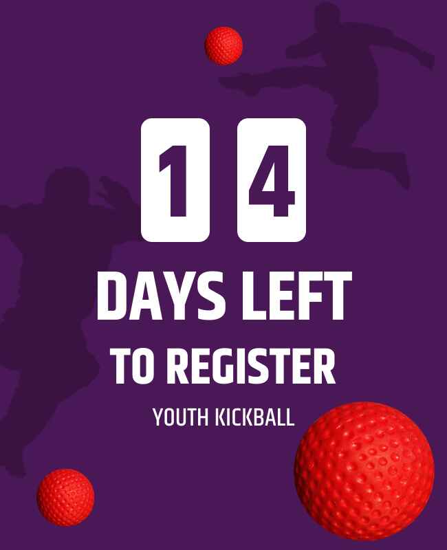 Purple Theme Day Left Kickball Flyer Template