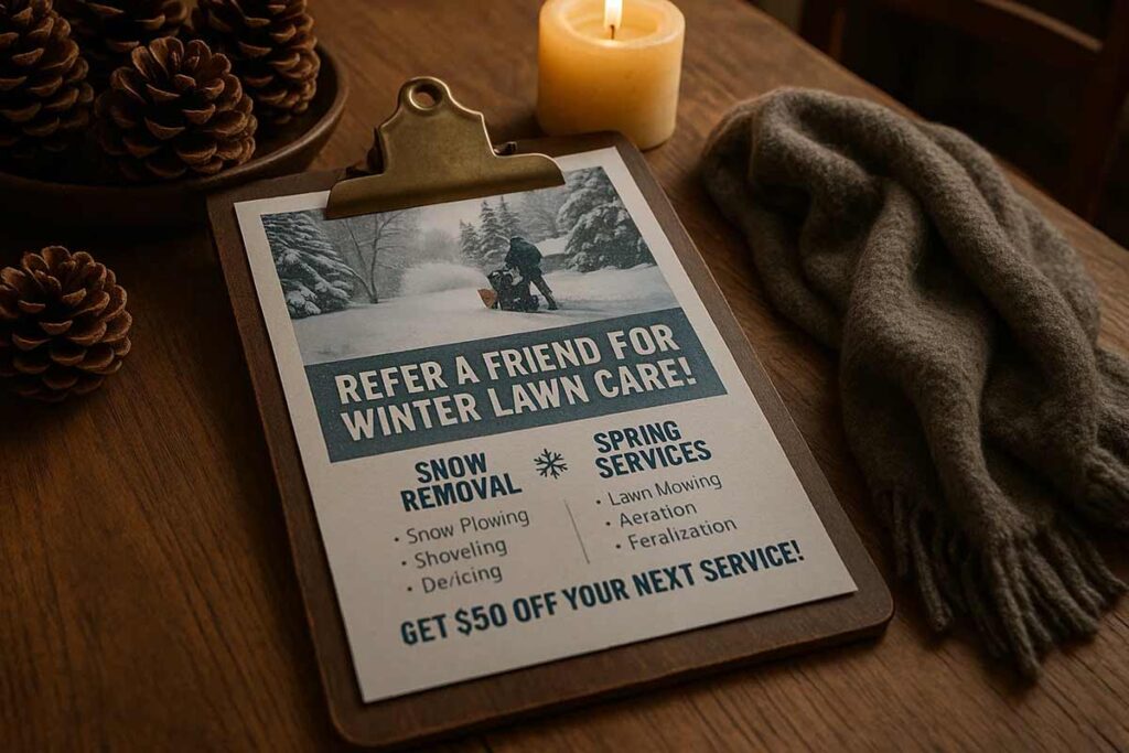 design lawn care referral flyers that generate consistent leads