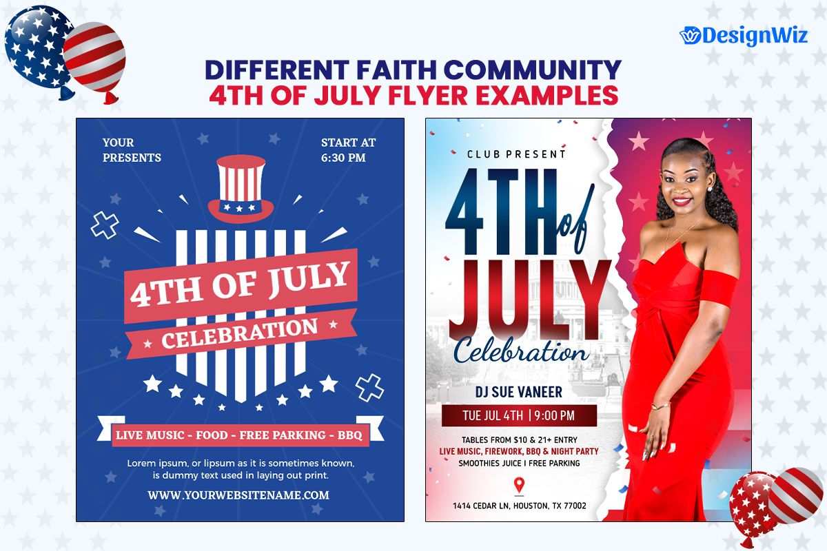 Different Faith Community 4th Of July Church or Non-profit Flyer Examples