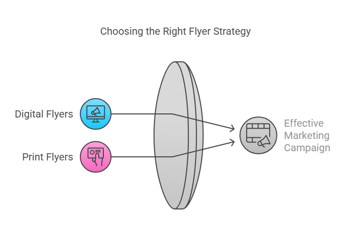 Comparison of digital and print minimalist flyers for effective marketing campaigns