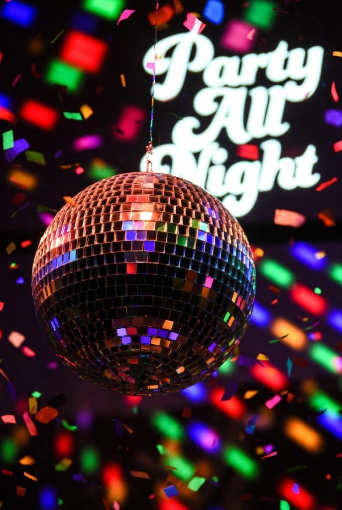 disco ball & neon lights theme