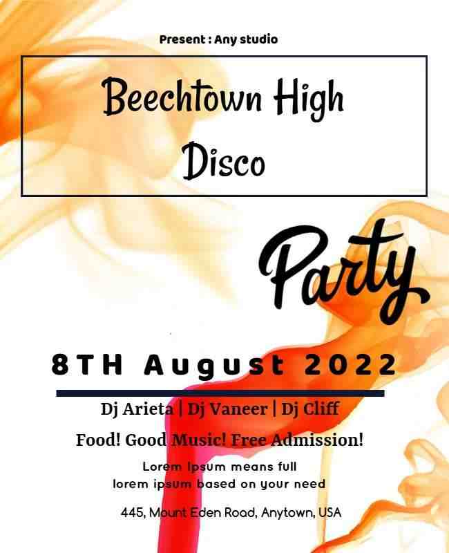 Disco Party Flyer Designs with Watercolor Style