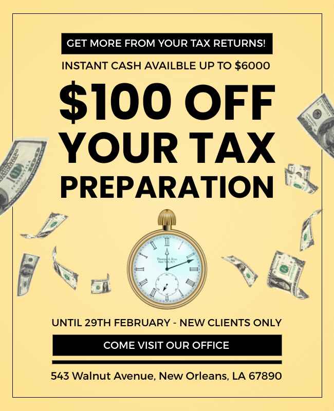 Discount Tax Preparation Flyer Template