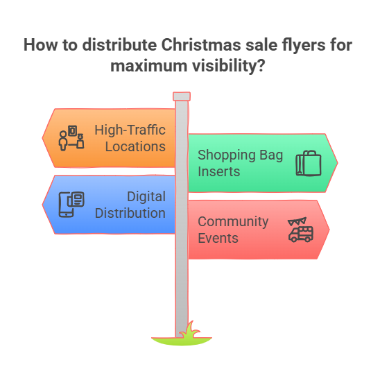 An Infographic representing distribution ideas for holiday sale flyer.