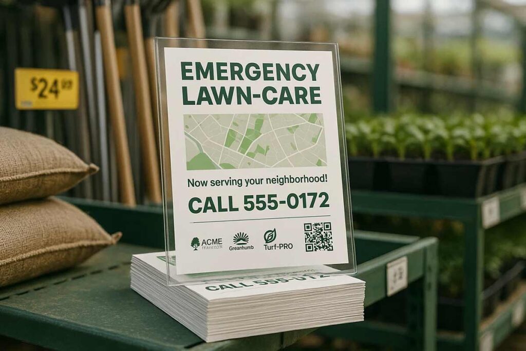 Distribution strategies for lawn care emergency flyers during peak periods