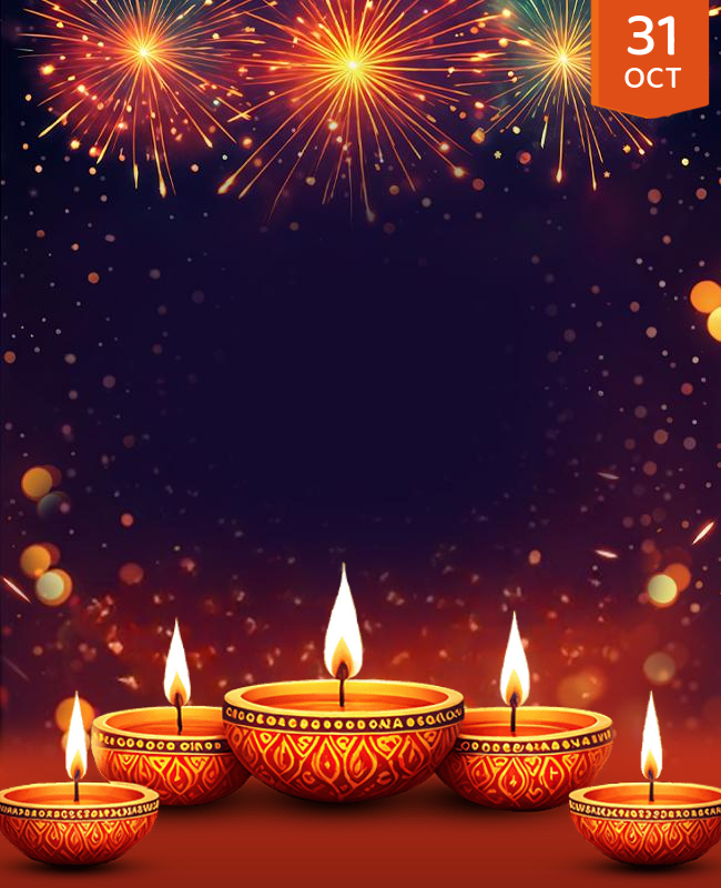 Elegant Diwali festival background with mandala design, hanging lanterns, and lit diyas