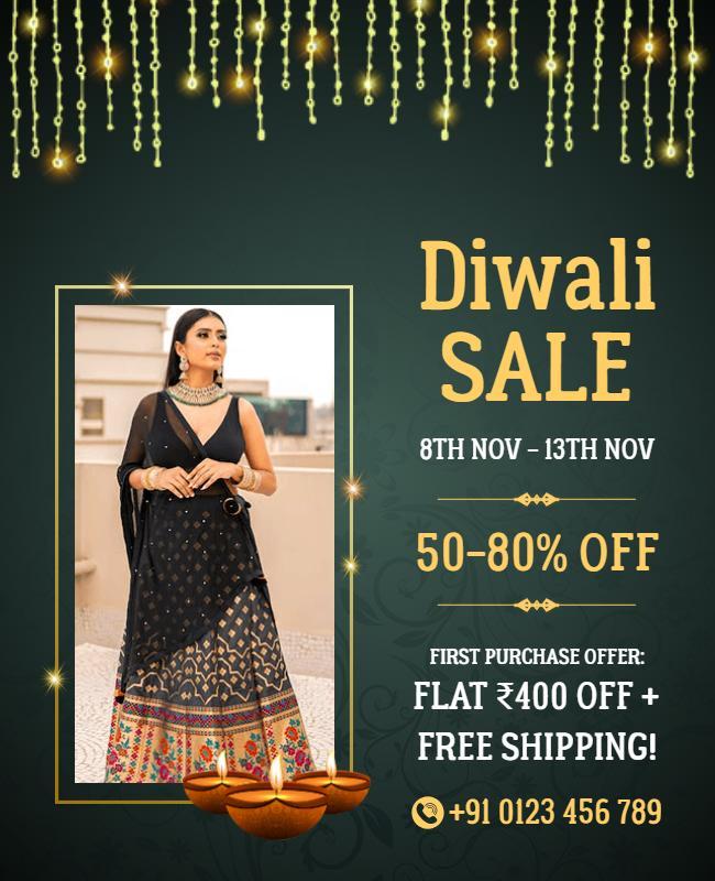 Diwali Sale Event Promotional Poster Template