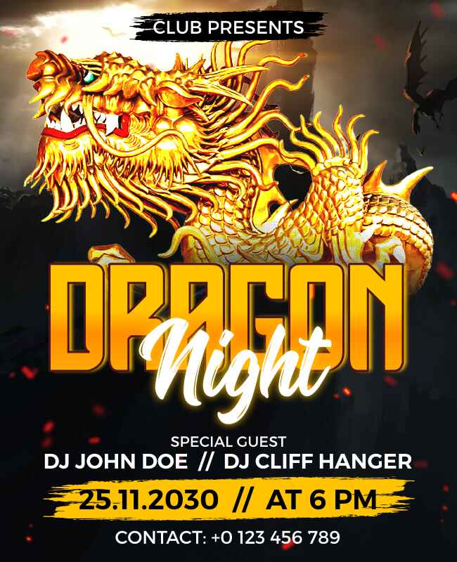 DJ Event Dragon Night Club Flyer Template