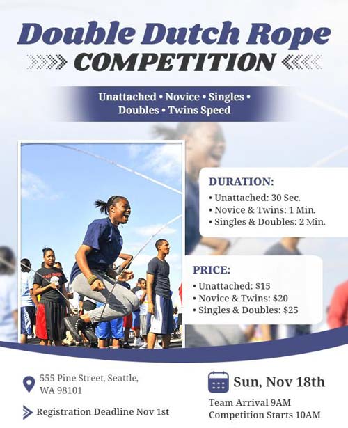 Double Dutch Rope Competition Flyer Featuring Dynamic Design