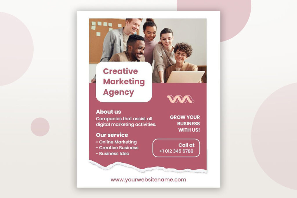 Dynamic Pink Creative Marketing Agency Flyer Template