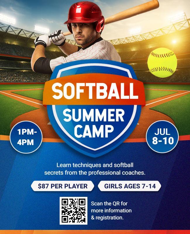 Dynamic Softball Summer Camp Promotion Flyer Template