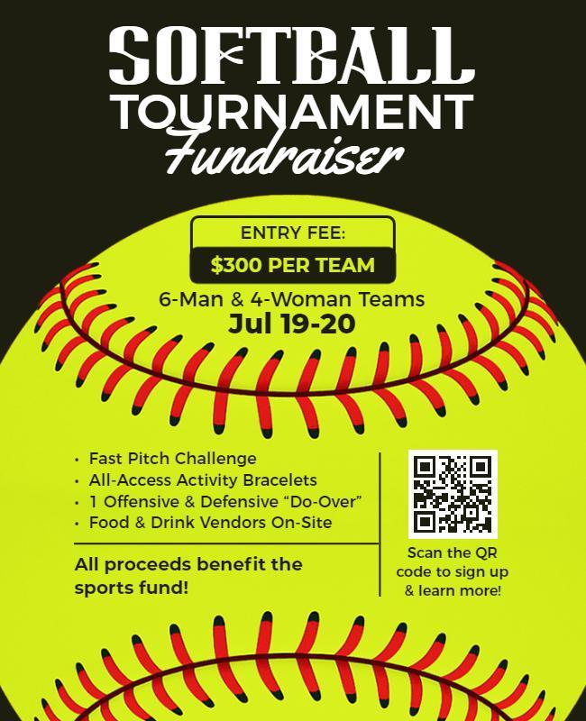 Dynamic Softball Tournament Fudraiser Event Flyer Template