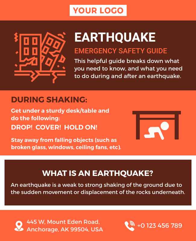 Earthquake Safety Guide Flyer Template