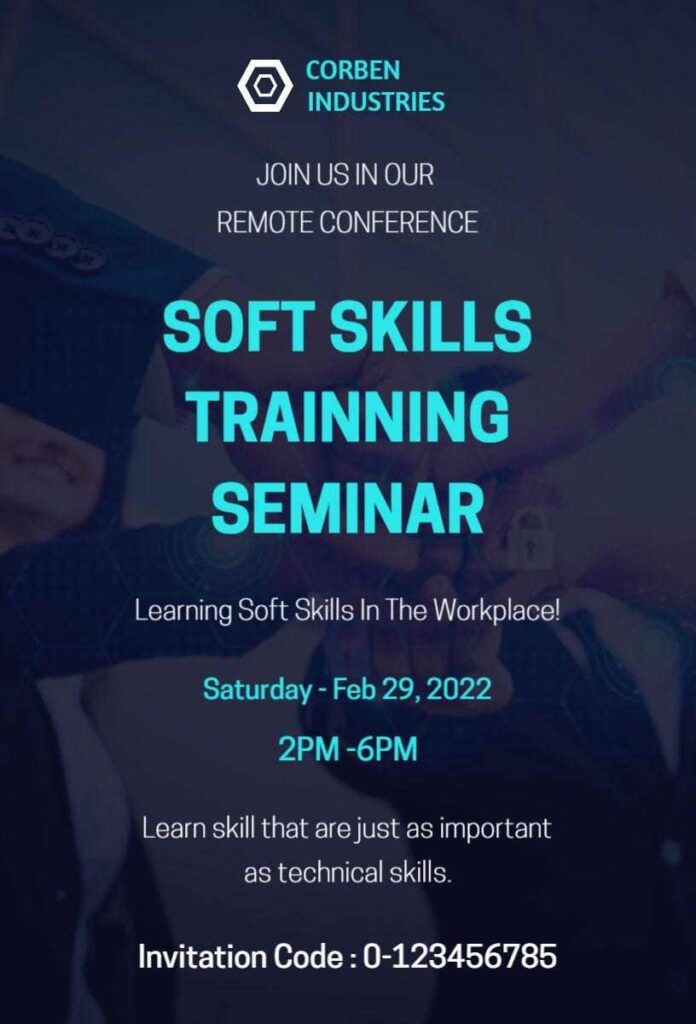 Dark Blue Soft Skill Training Career Development Seminar Flyer