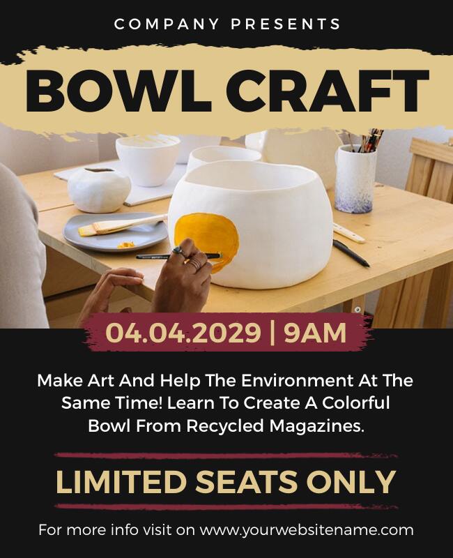 Eco-Friendly Bowl Craft Workshop Flyer Template