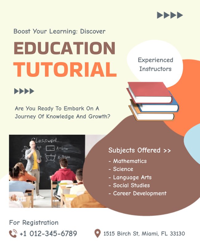 A flyer promoting an education program with essential details