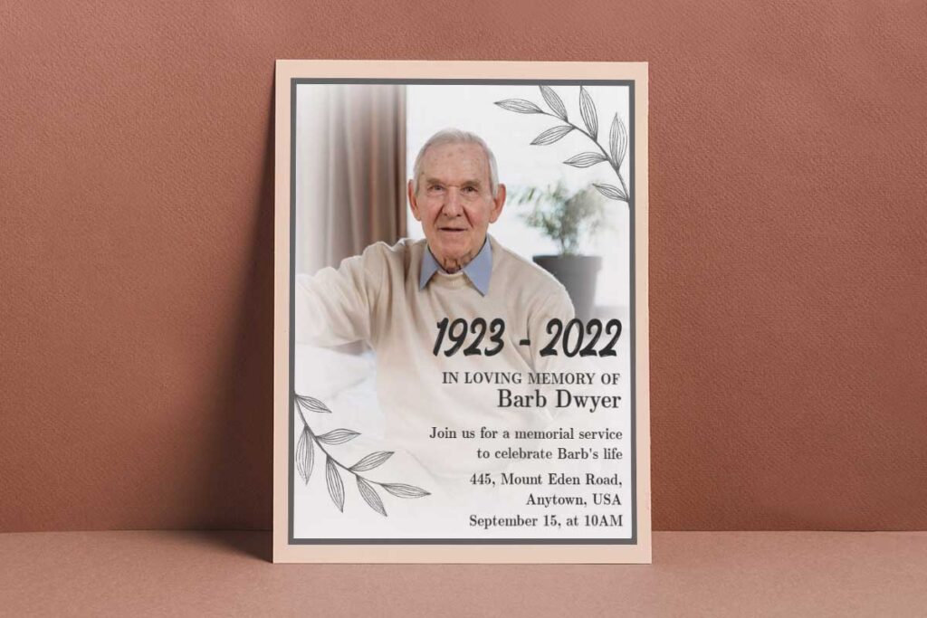 Elegant Floral Memorial Service for Barb Dwyer Flyer Template