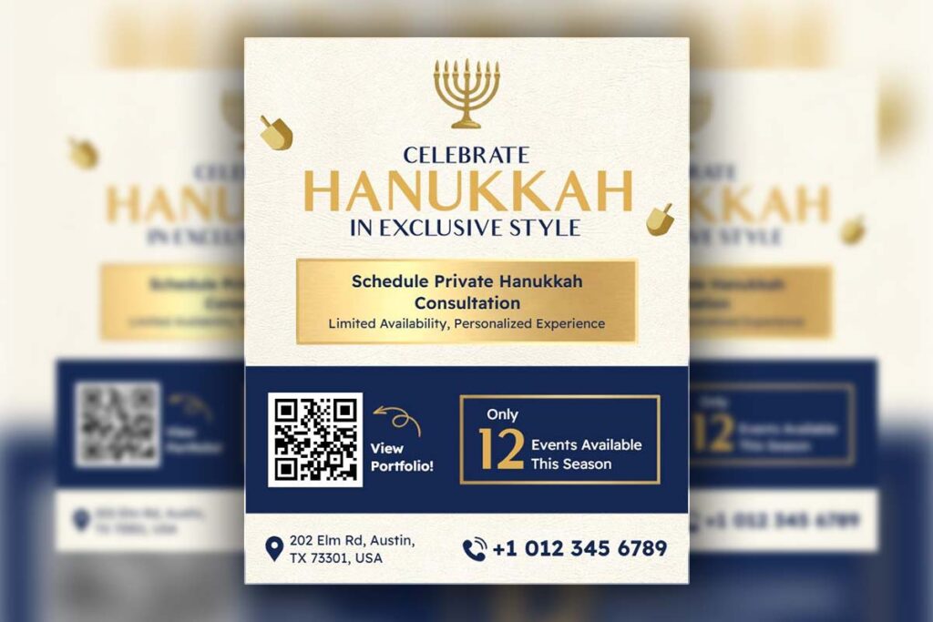 Elegant Hanukkah Celebration Event Consultation Flyer Template