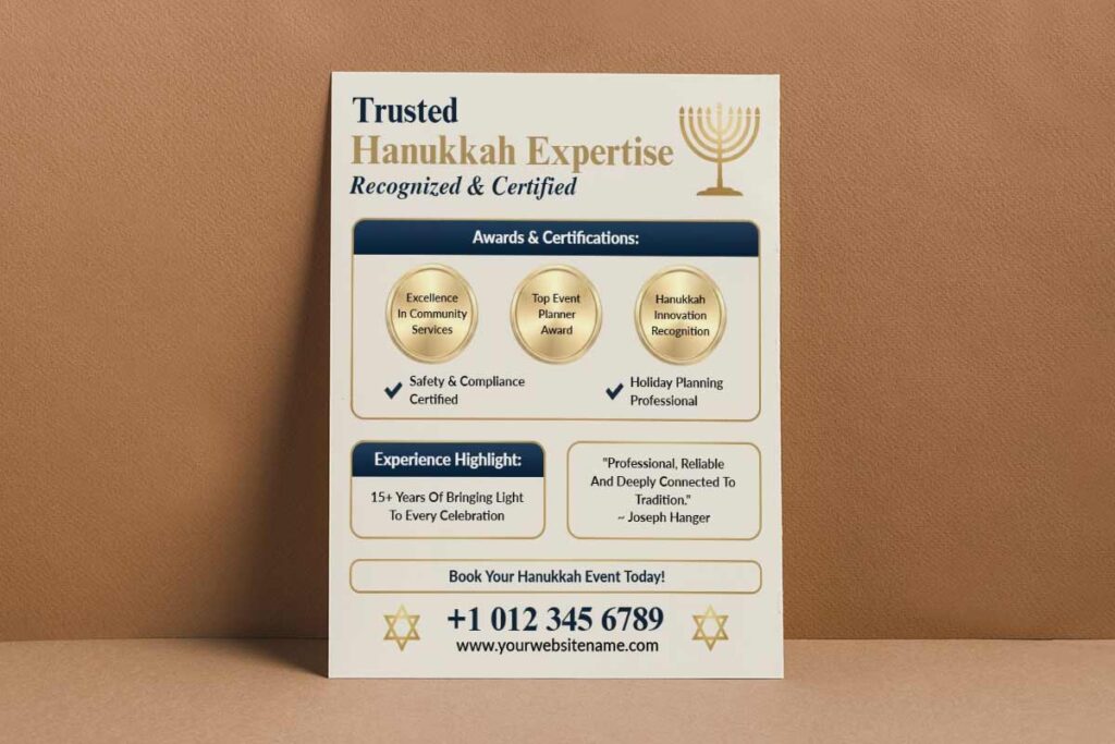 Elegant Hanukkah Event Planning Expertise Flyer Template