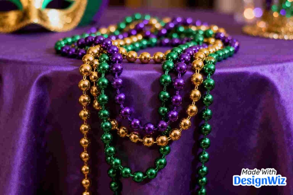 elegant mardi gras image purple, green, and gold beads