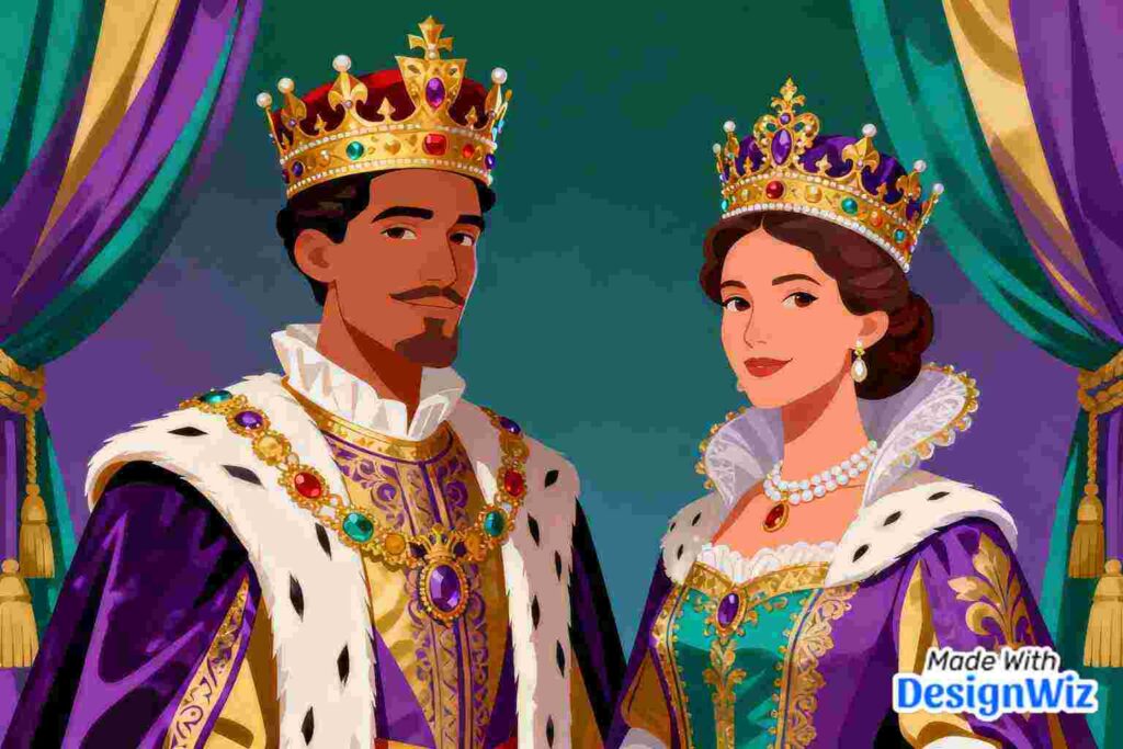 elegant mardi gras image with king and queen