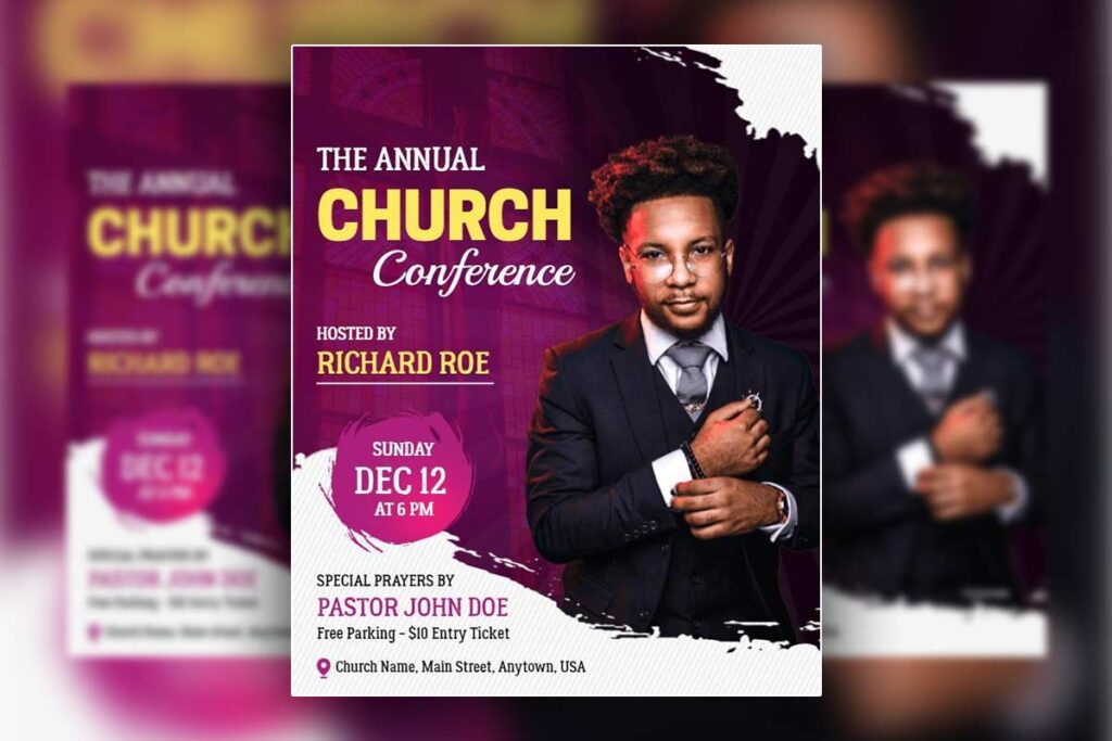 Elegant Purple Annual Church Conference Invitation Flyer Template